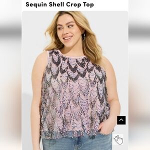 Torrid Sequin shell Mermaid scale crop top  Silver Purple Sequins Plus Sz 4x